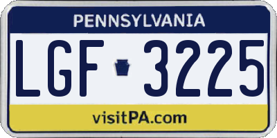 PA license plate LGF3225