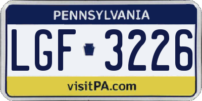 PA license plate LGF3226