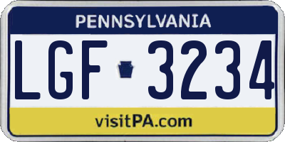 PA license plate LGF3234