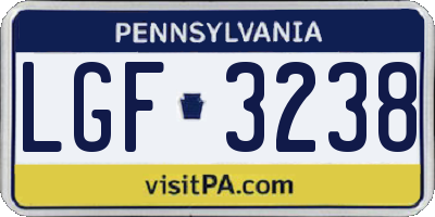 PA license plate LGF3238