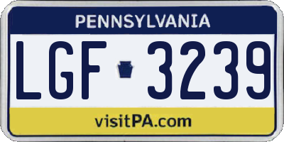 PA license plate LGF3239