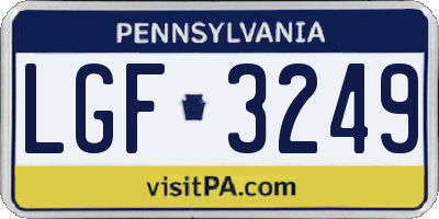 PA license plate LGF3249