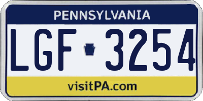 PA license plate LGF3254