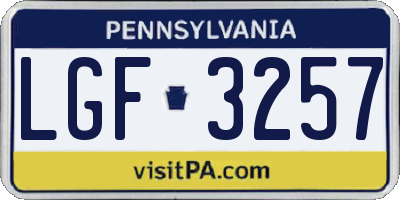 PA license plate LGF3257