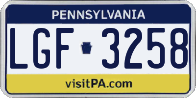 PA license plate LGF3258