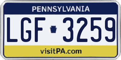 PA license plate LGF3259