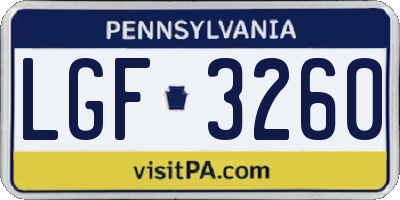 PA license plate LGF3260
