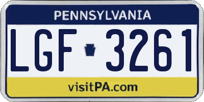 PA license plate LGF3261
