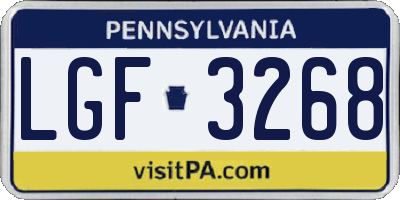 PA license plate LGF3268