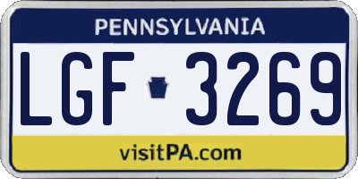 PA license plate LGF3269