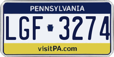 PA license plate LGF3274