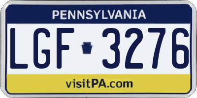 PA license plate LGF3276