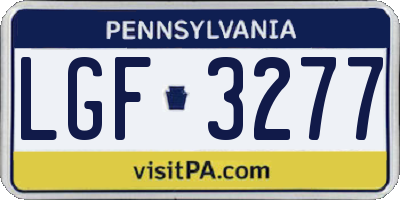 PA license plate LGF3277