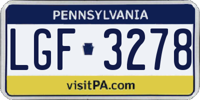 PA license plate LGF3278