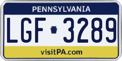 PA license plate LGF3289