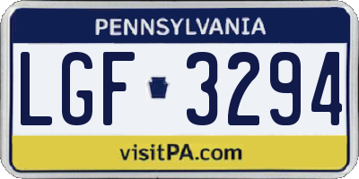 PA license plate LGF3294