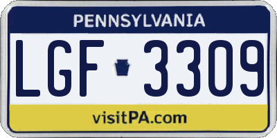 PA license plate LGF3309