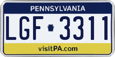 PA license plate LGF3311