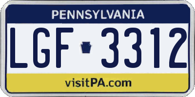 PA license plate LGF3312