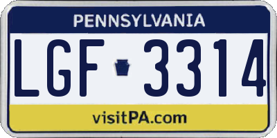 PA license plate LGF3314