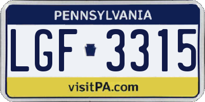 PA license plate LGF3315