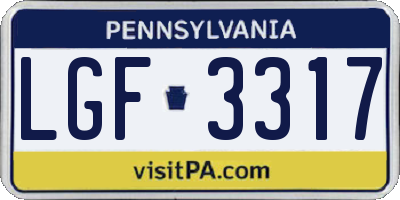 PA license plate LGF3317