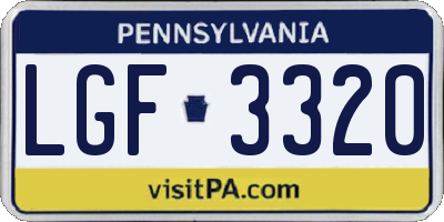 PA license plate LGF3320