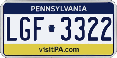 PA license plate LGF3322