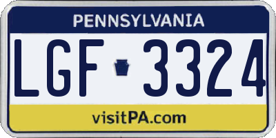 PA license plate LGF3324