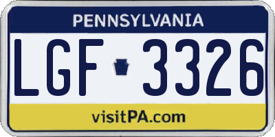 PA license plate LGF3326
