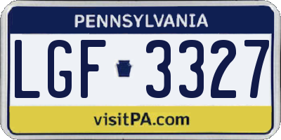 PA license plate LGF3327
