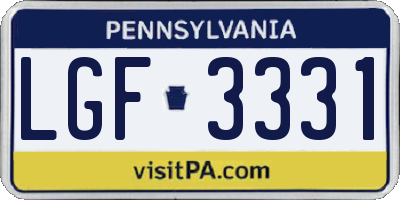 PA license plate LGF3331