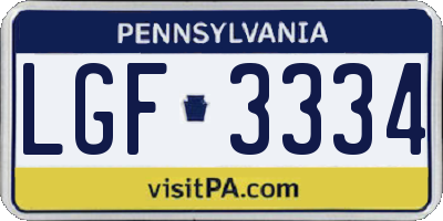 PA license plate LGF3334