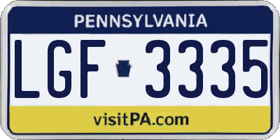 PA license plate LGF3335