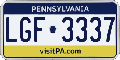 PA license plate LGF3337