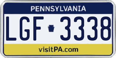 PA license plate LGF3338