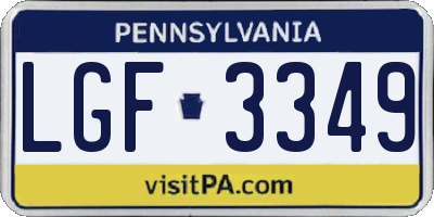 PA license plate LGF3349