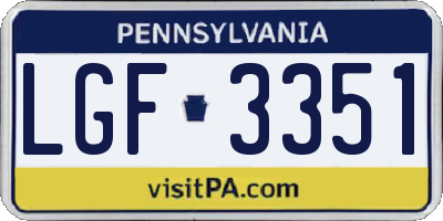 PA license plate LGF3351