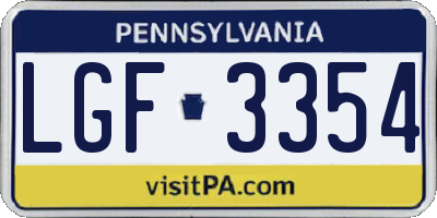 PA license plate LGF3354