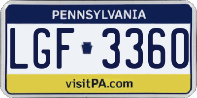 PA license plate LGF3360