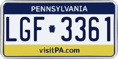 PA license plate LGF3361