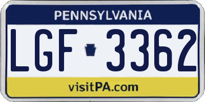PA license plate LGF3362