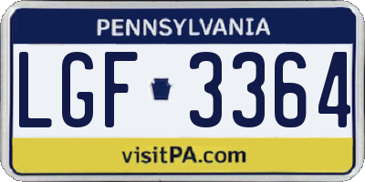 PA license plate LGF3364