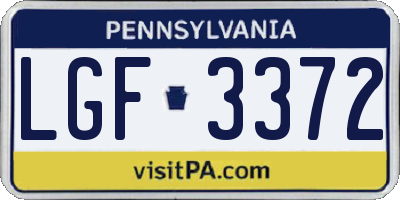 PA license plate LGF3372