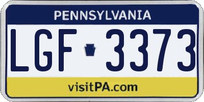 PA license plate LGF3373