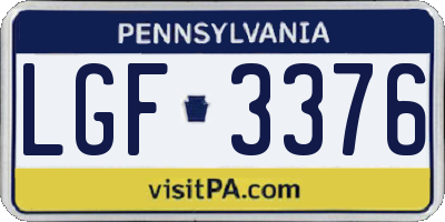PA license plate LGF3376