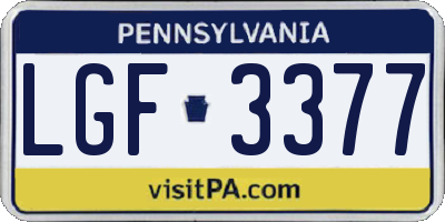 PA license plate LGF3377