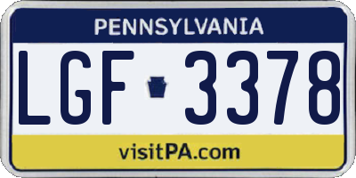 PA license plate LGF3378