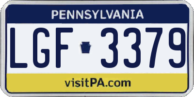 PA license plate LGF3379