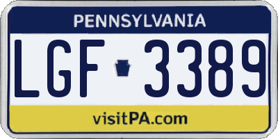PA license plate LGF3389
